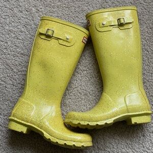 Hunter Kids Glittery Yellow Rain Boots